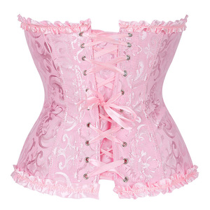 Corsetto floreale Jacquard corsetto superiore corsettiera anteriore/cerniera in vita Bustier Top elegante corsetto basche - Product Image 2