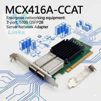 Tarjeta de Interfaz de Red Cableada Mellanox CX-4 MCX416A-CCAT, 100GbE, Doble Puerto QSFP28, PCIe 3.0x16, Adaptador Ethernet para Servidor