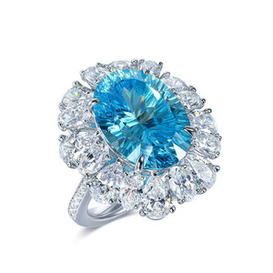แหวนเงินแท้ S925 รุ่น Saint Maria Sea Blue Luxury Paraiba Millennium ประดับด้วยพลอยโทแพซสังเคราะห์ ขายส่งจากโรงงาน รับสั่งทำ - Product Image 1