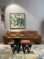 Ensemble de canapés Chesterfield de luxe, style antique, cuir véritable pleine fleur, canapé vintage