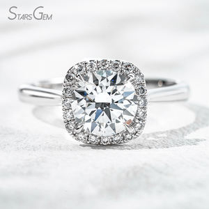 Starsgem 1.68ct 7.39mm Diamant de laboratoire taille brillant rond, or blanc 18 carats, bague de fiançailles halo, couleur diamant blanc D classique - Product Image 1
