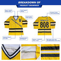 Uniforme de hockey sur glace personnalisé en gros, broderie en sergé, col ras du cou, jersey de hockey sur glace canadien de Toronto bleu et rouge