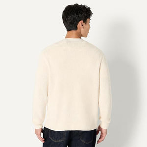 Suéter Personalizado de Primavera/Otoño con Puños Acanalados, Cuello en V Profundo, Cárdigan de Mezcla de Algodón de Corte Holgado para Hombre - Product Image 4