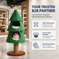 Arbre à chat de Noël en feutre, maison-caverne pour chat avec griffoir en sisal, lit pour animal de compagnie durable pour les fêtes, vente en gros OEM ODM