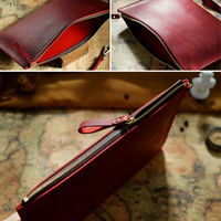 Vintage Crazy Horse en cuir véritable dossier porte-documents dossier portefeuille à la main tablette couverture étui manchon fermeture éclair sac