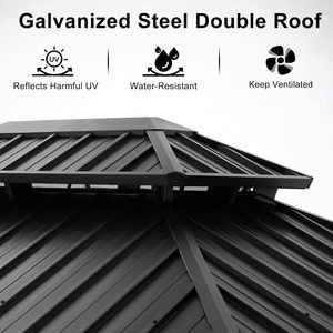 Gazebo à toit rigide 12x20 - Gazebo extérieur en métal à toit rigide, pavillon <span class=keywords><strong>permanent</strong></span> en acier galvanisé avec structure en aluminium - Product Image 2