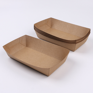 Caja de embalaje de alimentos de papel Kraft, bandeja con forma de barco para restaurante, venta directa de fábrica - Product Image 4