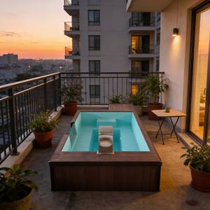 Compact Plunge Pool with Fiberglass Shell and Hydromassage Jets for Therapeutic Outdoor Use Pool - Product Image 2