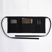 Kit tablier de taille pour serveuse, chef, personnel de café, uniforme de travail pour femme avec logo, style coréen, anti-salissure, 3 poches, polyester