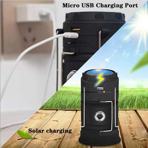 सौर रिचार्जेबल हैंडल पोर्टेबल नेतृत्व वाली कैंपिंग लाइट आउटडोर हुक मिनी नेतृत्व वाला कैंटर लालटेन - Product Image 3