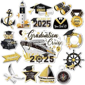 Cross-Border 2025 Graduation Season Cruise Ship <b>Door</b> Decor Black Gold Magnetic Refrigerator Magnet <b>Sign</b> Graduation Decoration - Product Image 4