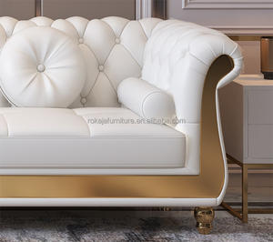 Ensemble de canapés <span class=keywords><strong>d</strong></span>écoratifs dorés de luxe Offres Spéciales Canapé moderne en cuir en forme de L 1 2 3 4 places Canapé <span class=keywords><strong>d</strong></span>'angle à <span class=keywords><strong>boucle</strong></span> de style italien avec chaise - Product Image 5