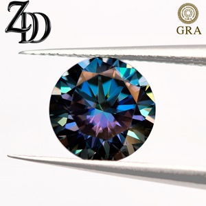 Drill More Jewelry Moissanite Round Loose Stone Blue Rainbow Color For Ring Making Synthetic Lab Created Gemstone - Product Image 2
