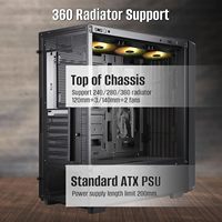 Boîtier PC Gaming Mid-Tower à Flux d'Air Élevé pour Cartes Mères ATX/mATX, Panneau Frontal en Acier, 12 Ventilateurs ARGB PWM, Radiateur 360mm Préinstallé