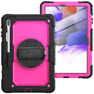 Kids Full Body Shockproof Tablet Cover With Hand Strap Rotating Kickstand For Samsung Galaxy Tab S7 FE 12.4 T730