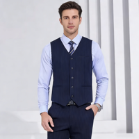 Costume sur mesure 3 pièces pour homme – Veste, pantalon et gilet – Ensemble de costume formel d'affaires rayé croisé coupe ajustée pour mariage