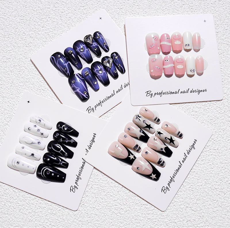 10pcs Handmade Acrylic Press-On Fingernails High Quality Crystal Half Nail Model Charm Customizable 10pc Pack