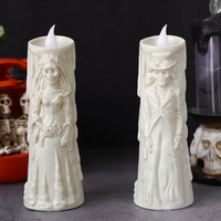 Lampe à LED pour Halloween Accessoires de décoration d'horreur Fantôme pour la mariée et le marié Ornements de bougies à LED Accessoires d'Halloween