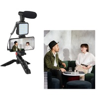 Kit de creación de Vlog de vídeo para teléfono inteligente, kit de Vlogging con micrófono de escopeta, luz LED y kit de Youtube remoto inalámbrico