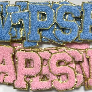 Em Estoque: <span class=keywords><strong>Patches</strong></span> de Letras <span class=keywords><strong>Chenille</strong></span> Autoadesivos |   <span class=keywords><strong>Patches</strong></span> de Letras em Glitter Dourado para Bolsas e Moletons - Product Image 1