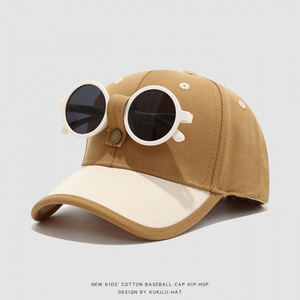 Casquette de baseball en coton pour enfants avec motif de lunettes, pour les 2-6 ans, chapeau de protection solaire style hip-hop - Product Image 3