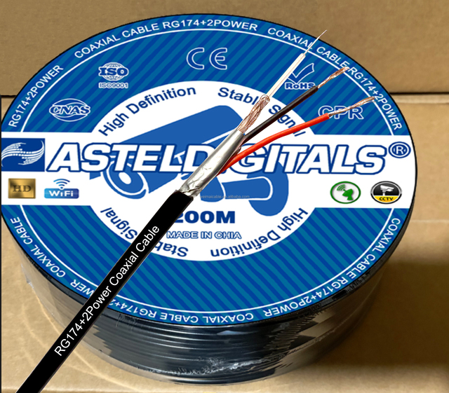 WEIMAI RG174 COAXIAL CABLE with 2DC POWER for CAMERA POWER SUPPLY and DATA TRANSMISSION