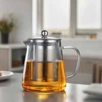 Théière en verre de grande capacité avec filtre bouilloire à café résistant à la chaleur faite à la main théière en verre borosilicate avec infuseur vente en gros