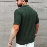 Chemise polo à manches courtes, décontractée, extensible, logo personnalisé, nouvelle chemise à manches courtes rayée pour homme, col à revers, ample, respirante, haut pour homme