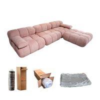 Canapé modulaire en chenille rose, emballé plat, avec éponge haute résilience pour projet de mobilier résidentiel