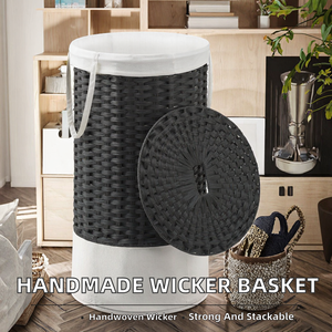 Cestas de Almacenamiento de Mimbre Hechas a Mano con Ganchos de Acero Inoxidable para la Organización de la Sala de Estar y el Armario, Duraderas y Elegantes - Product Image 2