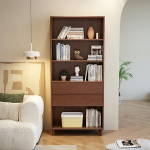 Modern Wood Bookcase 5-Tier With Back Panel <b>Storage</b> <b>Unit</b> For Living Room Home Furniture - Product Image 1