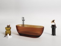 Baignoire autoportante en résine cristalline transparente, ovale moderne, monobloc sans joint, pour villas de luxe et salles de bain d'hôtels