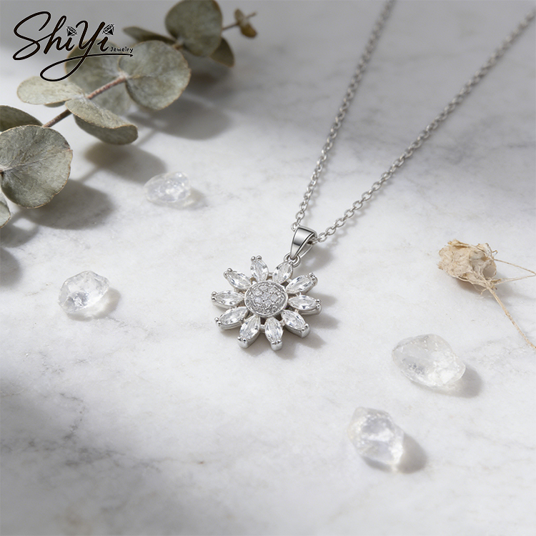 GlamPaw Sunflower Zircon Pendant Necklace