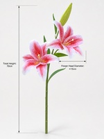 Premium Handgefertigte Lilie mit Echtem Touch, 3-Köpfige Künstliche Blume in Rosa und Weiß, Blumenarrangements für Hochzeit, Ostern und Weihnachtsdekoration