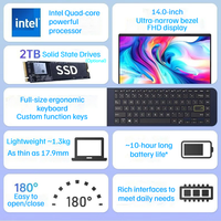 Untuk Laptop Baru 14-inci 1080x1920 IPS Quad Core Intel N5095 8GB RAM 256GB SSD Bisnis Portabel WiFi 6 Keyboard Inggris Windows