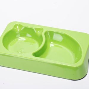 Plat de nourrissage pour animaux de compagnie à double compartiment, base antidérapante en plastique de couleur unie pour chiens, utilisation en intérieur - Product Image 5