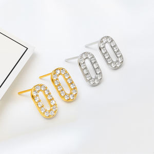 Pendientes de Aro de Acero Inoxidable con Número 0, Forma Ovalada, Diseño de Dos Colores, Modernos, Elegantes, Versátiles, Casuales, para Reuniones - Product Image 2