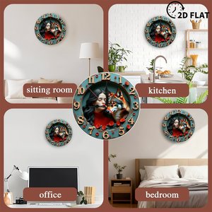 Round Wooden Wall <b>Clock</b> 25x25Cm Matte Wood Grain Quiet <b>Movement</b> Home Farmhouse Living Room Decor - Product Image 5