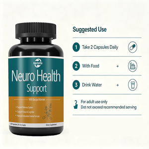Capsules de soutien pour la santé neurologique sous marque privée pour la concentration et la clarté mentale - 120 capsules - Certifié GMP/Halal, service OEM disponible - Product Image 3