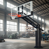 Panier de basket professionnel encastré de haute qualité avec panneau en verre trempé réglable en hauteur pour entraînement sportif en extérieur
