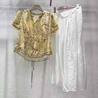 Nouveau été décontracté haut à fleurs pantalon deux pièces ensemble robe formelle costume pour femmesdeux pièces ensemble femmes vêtements
