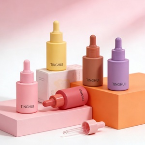 Flacon compte-gouttes en verre vide pour sérum, couleur macaron pastel, épaule plate, rond, 30ml, 60ml, 120ml, OEM ODM, pour produits de beauté - Product Image 3