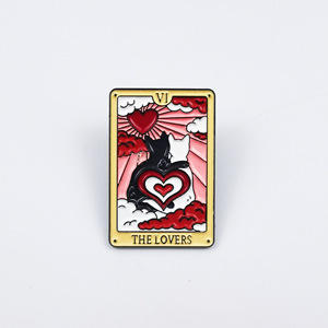 Venta al por mayor Fabricante Diseño Metal Artesanía los amantes Tarot Esmalte Pin Insignia Tarjeta Gatos Pareja Esmalte suave Pin de solapa - Product Image 6
