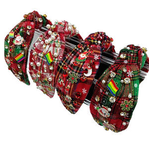 Christmas Lady Headwear Collection Glitter Christmas Rhinestone Diadema con oro <span class=keywords><strong>Santa</strong></span> Charm Beaded Christmas Gift - Product Image 1