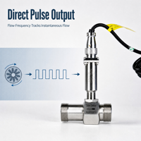 Débitmètre à turbine liquide pour la mesure du carburant, de l'eau circulante et de l'huile, capteur de débit d'eau en acier inoxydable