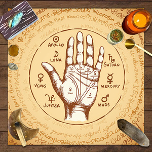 Mantel de poliéster económico para tarot, con diseño misterioso de runas y fases lunares modernas, tela decorativa para juegos de mesa, poliéster para rituales de sacrificio de brujas - Product Image 3