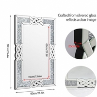 Miroir mural biseauté de luxe avec nœud celtique et décor en diamants écrasés, miroir rectangulaire surdimensionné décoratif pour chambre à coucher, hôtel