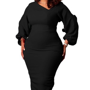 Nuovi prodotti <span class=keywords><strong>taglie</strong></span> forti <span class=keywords><strong>abbigliamento</strong></span> da donna in maglia tinta unita Slim Fit comodo abito avvolgente - Product Image 6