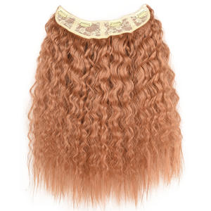 27 # pieza de peluca permanente de maíz de <span class=keywords><strong>pelo</strong></span> mixto marrón claro, pieza de extensión de peluca en forma de U, pieza de extensión de Peluca de una pieza - Product Image 1