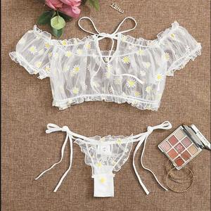 Seksi Dantel İç Çamaşırı Takımı Kadın İki Parçalı İç Giyim 2026 Nakış Baskılı İnce Kurdeleli Kızlar İçin Ayrı Set İç Çamaşırı Takımı - Product Image 1